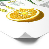 Orange Citrus Fruit Botanical Print no.1 Wall Art. Poster (Ecke)
