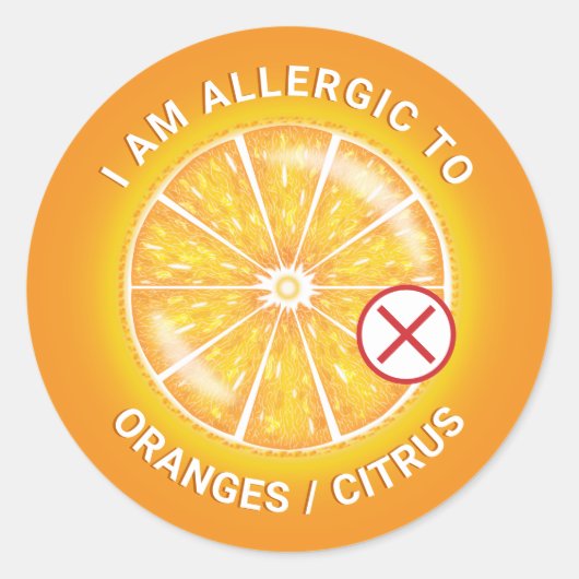 Orange Citrus Fruit Food Allergity Awareness Runder Aufkleber (Vorderseite)
