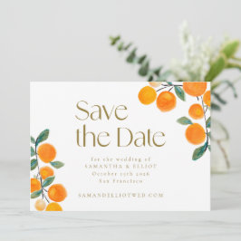 Orange Citrus Fruit Moderne Minimalistische Hochze Save The Date
