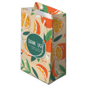 Orange Citrus Fruit Retro Muster Party Vielen Dank Kleine Geschenktüte (Vorderseite Schrägansicht)