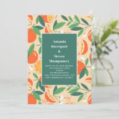 Orange Citrus Fruit Retro Muster Wedding Einladung (Stehend Vorderseite)