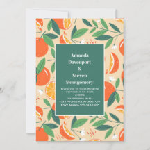 Orange Citrus Fruit Retro Muster Wedding