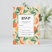 Orange Citrus Fruit Retro Muster Wedding RSVP Karte (Stehend Vorderseite)
