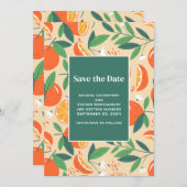 Orange Citrus Fruit Retro Muster Wedding Save The Date (Vorne/Hinten)