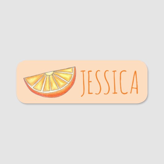 Orange Citrus Fruit Slice Diner Restaurant Namensschild (Vorderseite)