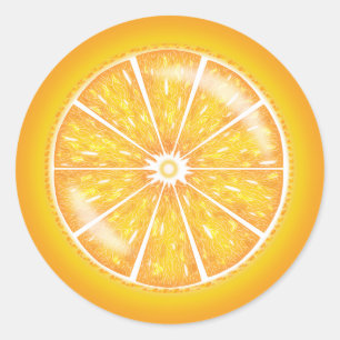 Orange Citrus Fruit Slice Illustration Runder Aufkleber