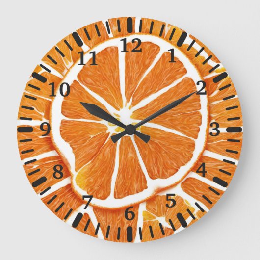 Orange Citrus Fruit Slices Große Wanduhr (Vorderseite)