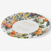 Orange Citrus Fruit Wedding Pappteller (Schrägansicht)