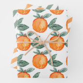 Orange Citrus Green Watercolor Blätter Streifen (Beispiel)