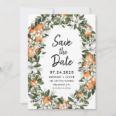 Orange Citrus Greenery retten Sie die Daten Karten (Vorderseite)