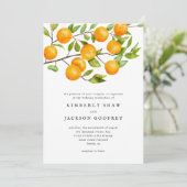 Orange Citrus Hochzeitseinladung Einladung (Stehend Vorderseite)