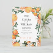 Orange Citrus Hochzeitseinladung Einladung (Stehend Vorderseite)