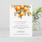 Orange Citrus Hochzeitseinladungen Dankeskarte (Stehend Vorderseite)