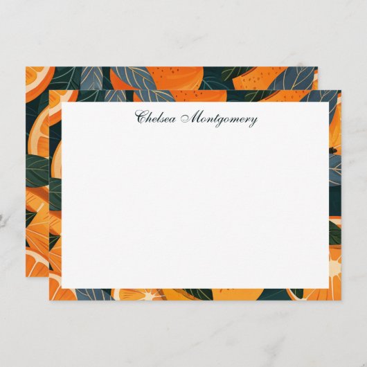 Orange Citrus Illustration Personalisiert Mitteilungskarte (Vorne/Hinten)