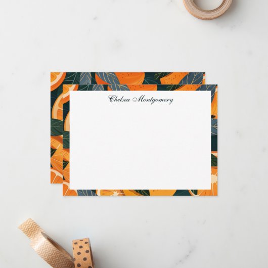 Orange Citrus Illustration Personalisiert Mitteilungskarte (Vorderseite/Rückseite Beispiel)