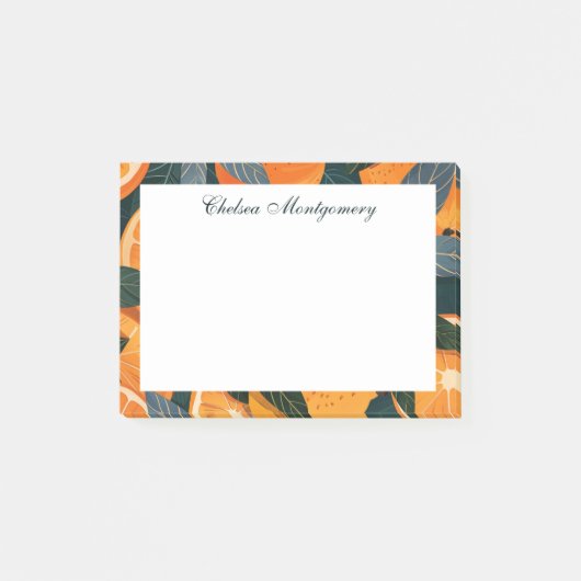 Orange Citrus Illustration Personalisiert Post-it Klebezettel (Vorderseite)