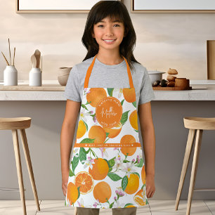 Orange Citrus Kids Chef Schriftnamensschild Schürze