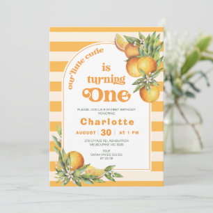 Orange Citrus Kleine Süsse 1. Geburtstag Einladung