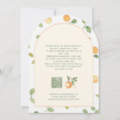 Orange Citrus Kleine Süsse Arch Baby Dusche Einladung (Rückseite)