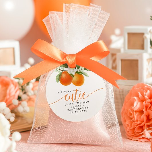 Orange Citrus Kleine Süsse auf dem Weg Babydusche Geschenkanhänger