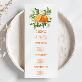 Orange Citrus Kleine Süsse auf dem Weg Babydusche Menükarte