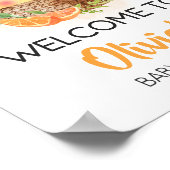 Orange Citrus Kleine Süsse Baby Dusche Willkommen Poster (Ecke)