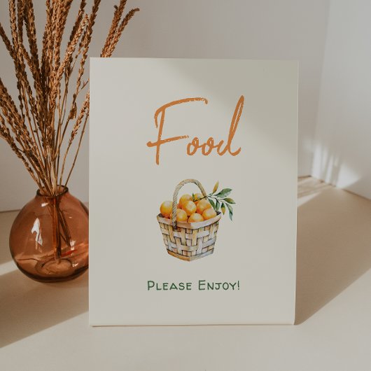 Orange Citrus Kleine Süsse Babydusche Nahrung Sockelschild