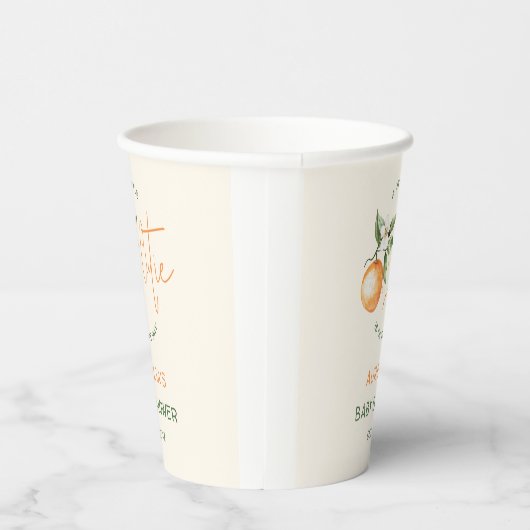 Orange Citrus Kleine Süsse Babydusche Pappbecher (Rechts)