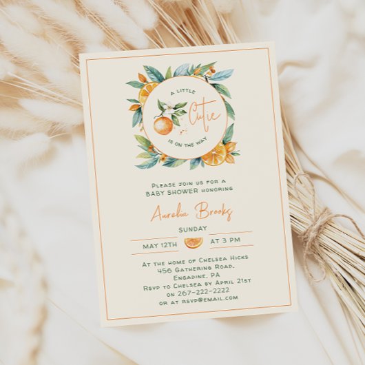 Orange Citrus Kleine Süsse Kinderdusche Einladung