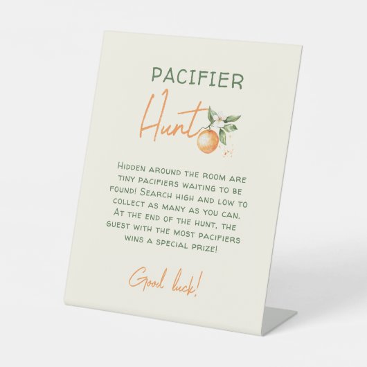 Orange Citrus Kleine Süsse Schnuller Jagd Sockelschild (Vorderseite)