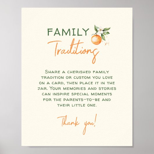 Orange Citrus Kleine Süsse Traditionen Unterschrei Poster (Vorne)