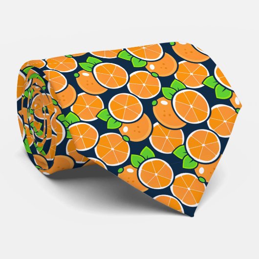 Orange Citrus Krawatte | Obst-Muster Krawatte (Gerollt)
