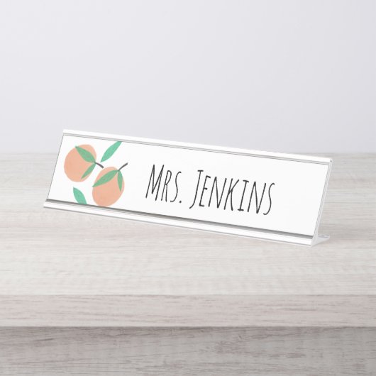 Orange Citrus Lehrer Name Schreibtischnamensplakette (Vorderseite )