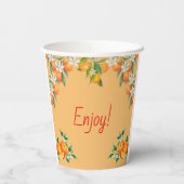 Orange Citrus Liebe bei First Spritz Brautparty Pappbecher (Rückseite)