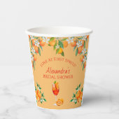 Orange Citrus Liebe bei First Spritz Brautparty Pappbecher (Vorderseite)