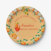 Orange Citrus Liebe bei First Spritz Brautparty Pappteller (Vorderseite)