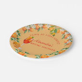 Orange Citrus Liebe bei First Spritz Brautparty Pappteller (Schrägansicht)