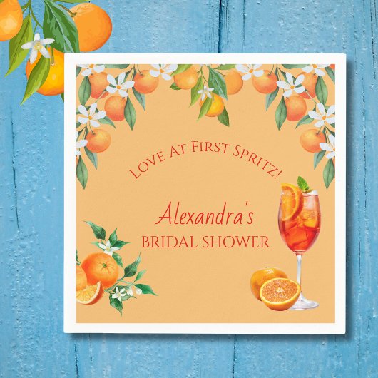 Orange Citrus Liebe bei First Spritz Brautparty Serviette