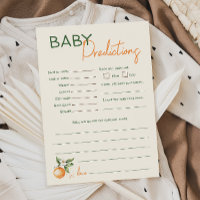 Orange Citrus Little Baby Shower Predictions Card