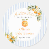 Orange Citrus Little Cutie Baby Shower Aufkleber (Vorderseite)