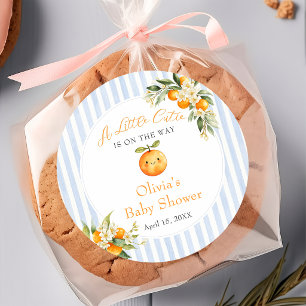 Orange Citrus Little Cutie Baby Shower Aufkleber
