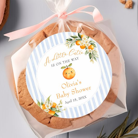 Orange Citrus Little Cutie Baby Shower Aufkleber