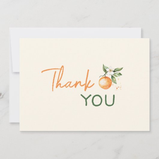 Orange Citrus Little Cutie Baby Shower Flat Dankeskarte (Vorderseite)