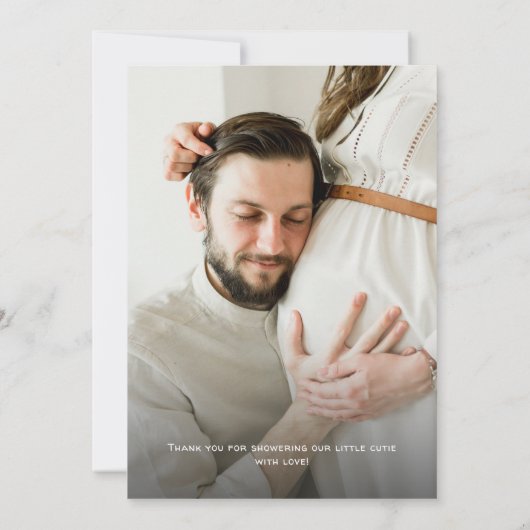 Orange Citrus Little Cutie Baby Shower Photo Dankeskarte (Rückseite)