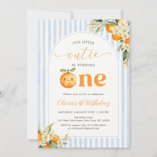 Orange Citrus Little Cutie Birthday Invitation Einladung