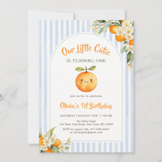 Orange Citrus Little Cutie Birthday Invitation Einladung