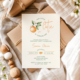 Orange Citrus Little Cutie Birthday Party Einladung