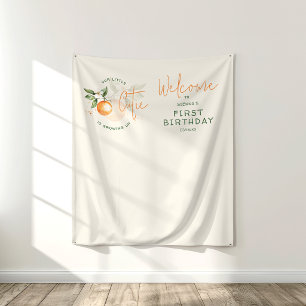 Orange Citrus Little Cutie Geburtstagsfeier Hinter Wandteppich