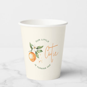 Orange Citrus Little Cutie Geburtstagsfeier Pappbecher
