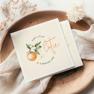 Orange Citrus Little Cutie Geburtstagsfeier Serviette